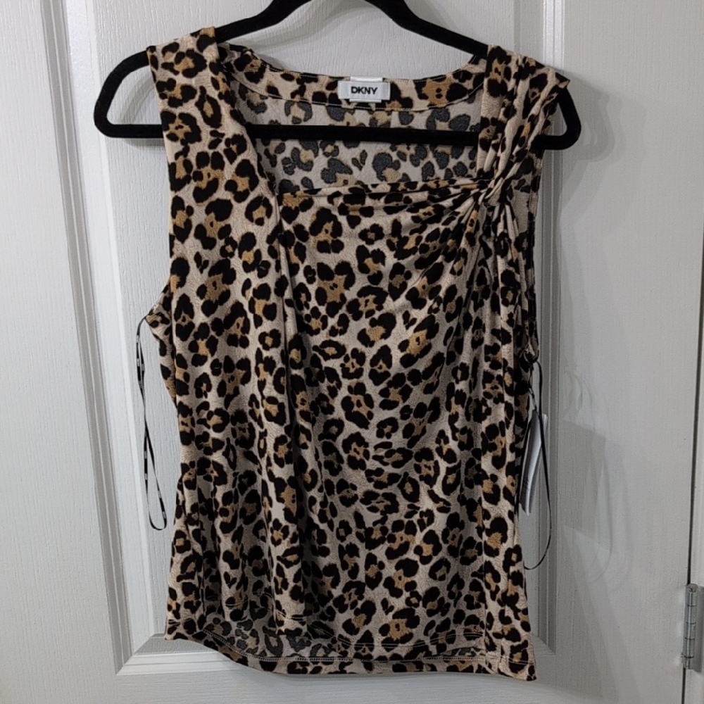 DKNY Women's Leopard Print Blouse New With Tags Size XL
